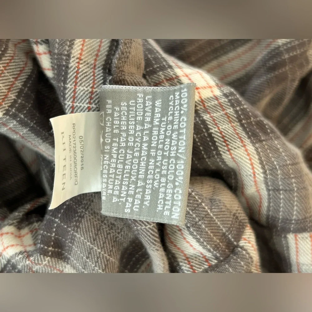 Restoration Hardware RH Teen Reed Plaid Gray Orange Duvet Cover Full/Queen